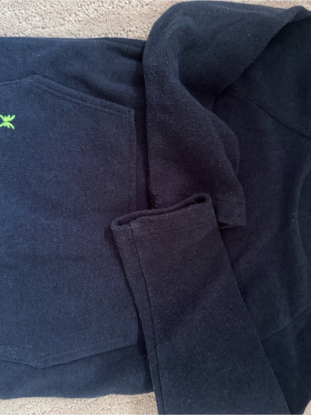 Dudley Stephens Navy Hoodie with Small Green Logo